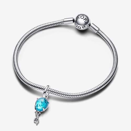 Abalorio Pandora plata 925 Colgante Globo Cristal de Murano Azul colección Unicef