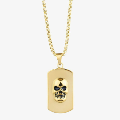 Collar Radiant Acero Dorado Hombre placa Route 66