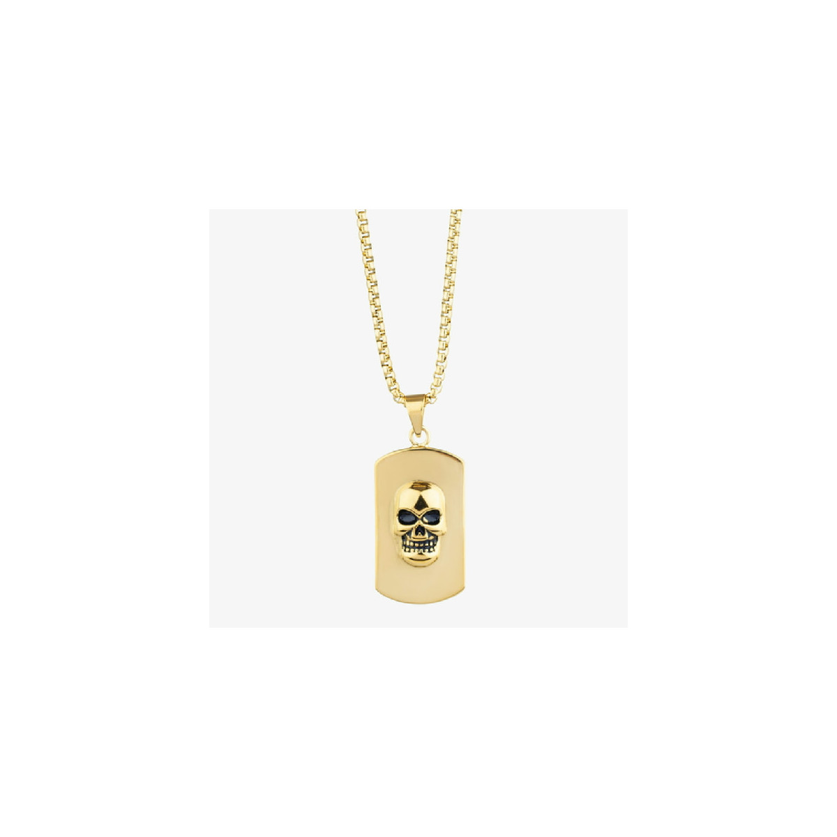 Collar Radiant Acero Dorado Hombre placa Route 66