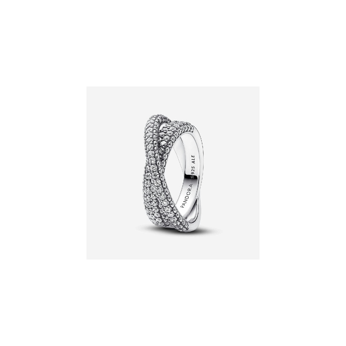 Anillo Pandora plata 925 Doble Banda Cruzada en Pavé talla 54