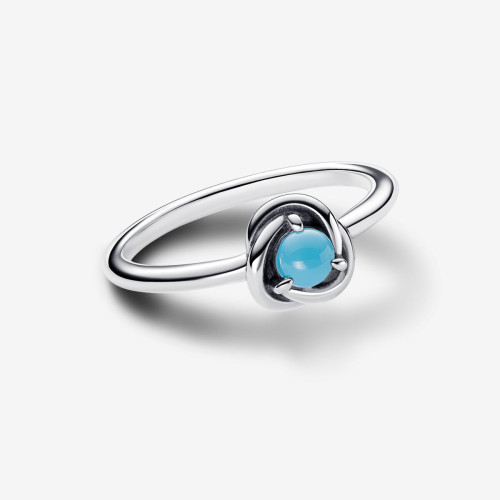 Anillo Pandora plata 925 Círculo Eternity Azul Turquesa talla 58