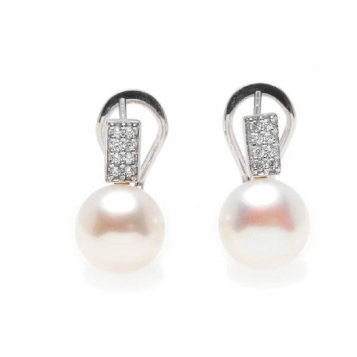 Pendientes Salvatore plata 925 con perlas cultivadas y circonitas