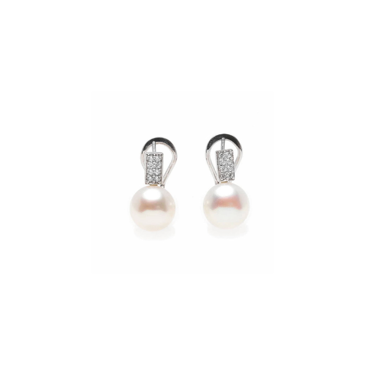 Pendientes Salvatore plata 925 con perlas cultivadas y circonitas