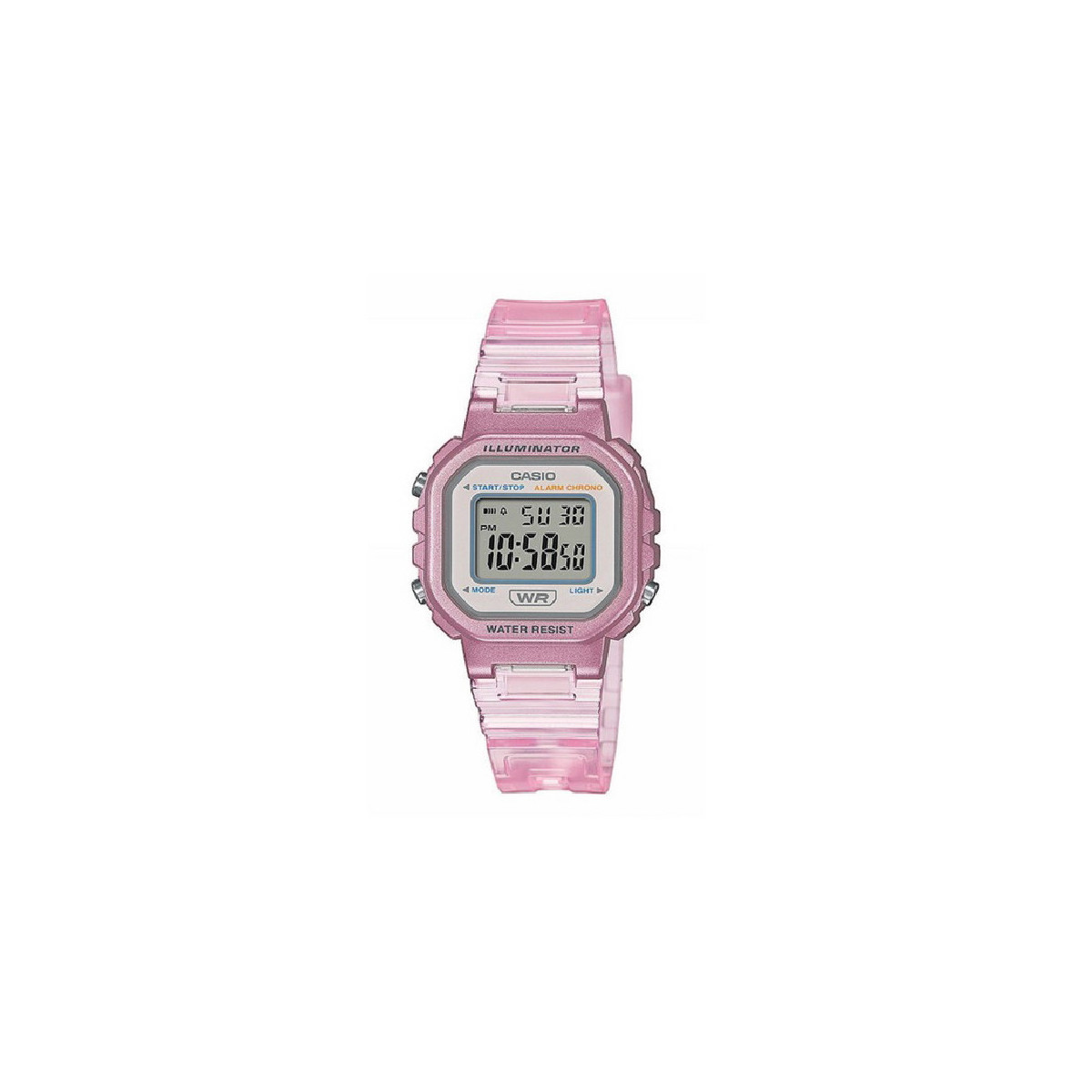 Reloj Casio Timeless Digital rosa transparente para mujer y niña