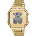 Reloj Tous D-Bear digital con brazalete de acero IPG dorado y zirconitas