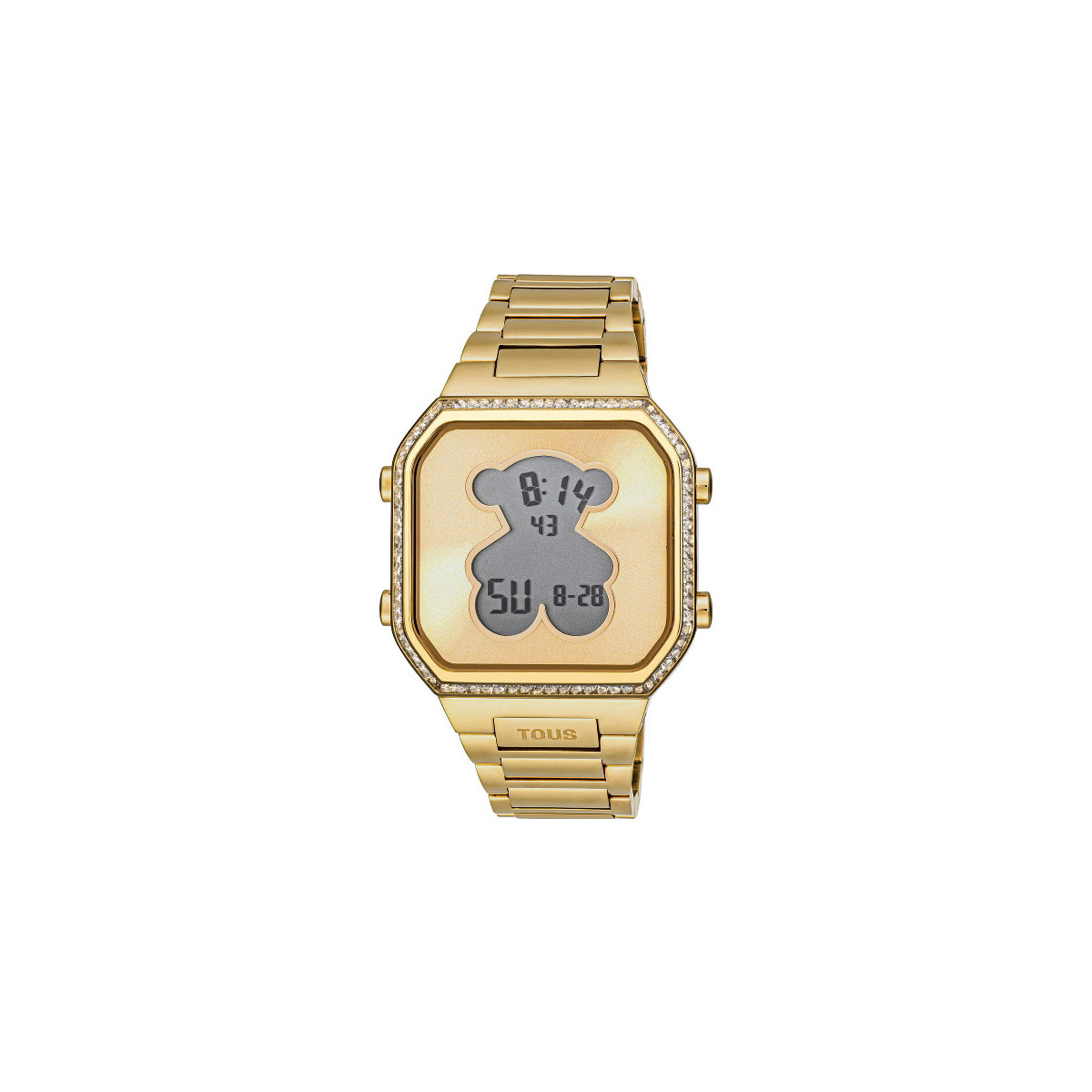 Reloj Tous D-Bear digital con brazalete de acero IPG dorado y zirconitas