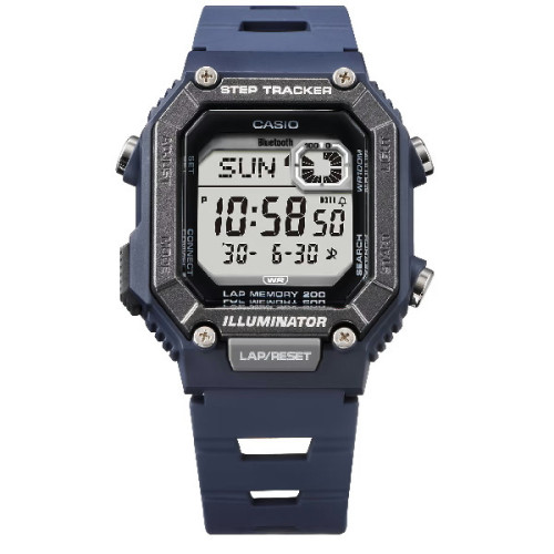 Reloj Casio Collection Digital Contador de Pasos azul y negro