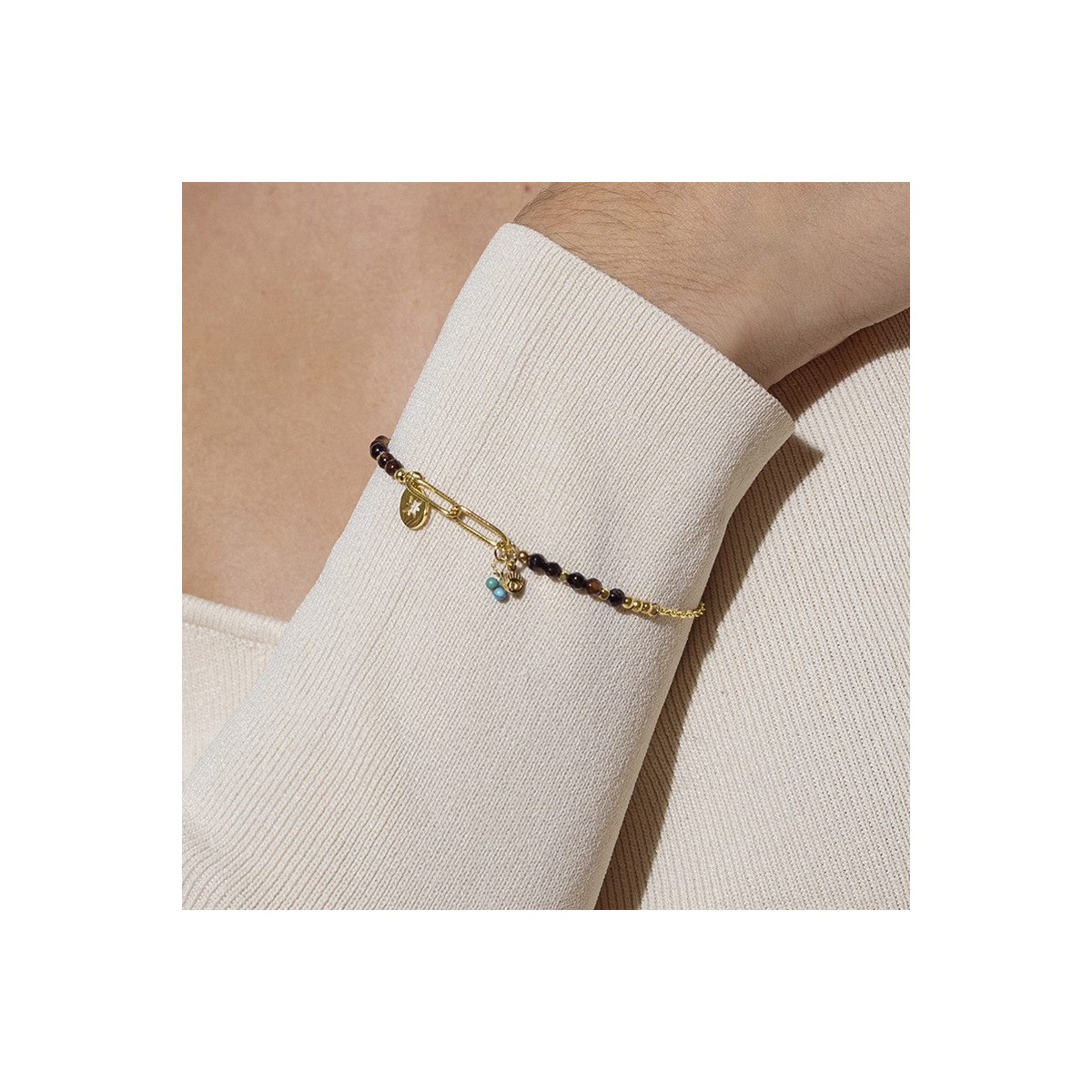 Pulsera Luxenter Ribed acero dorado