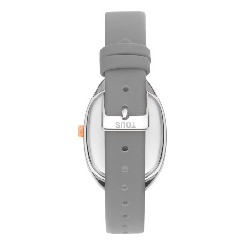 Reloj Tous Heritage de acero IP rosa con correa de piel gris