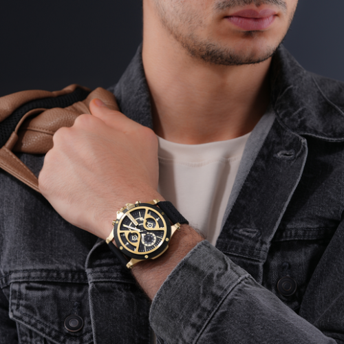 Reloj Police Surigao Black/Gold Dial Black Silicon