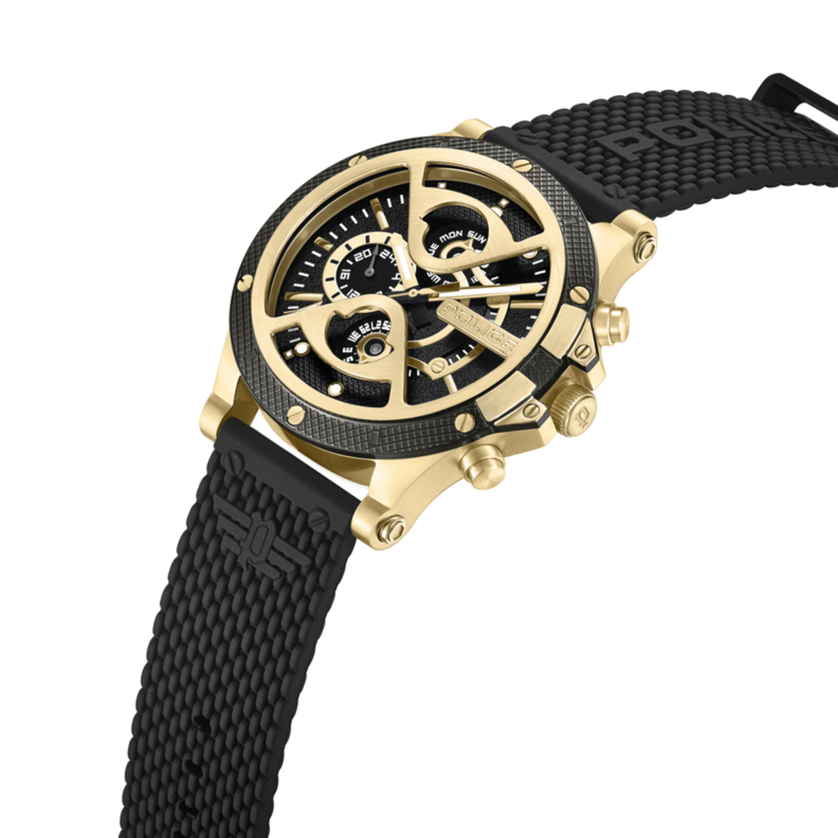 Reloj Police Surigao Black/Gold Dial Black Silicon