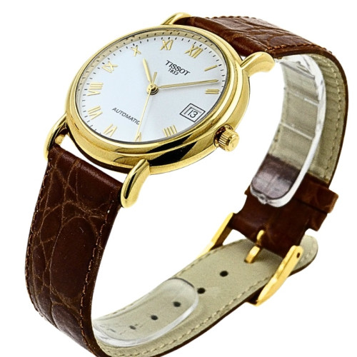 Reloj Tissot oro 750 con correa de piel para hombre y mujer