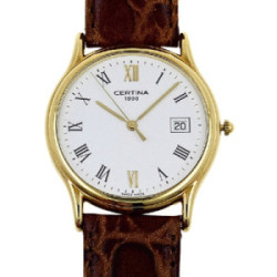 Reloj Certina oro 750 con correa de piel para hombre y mujer