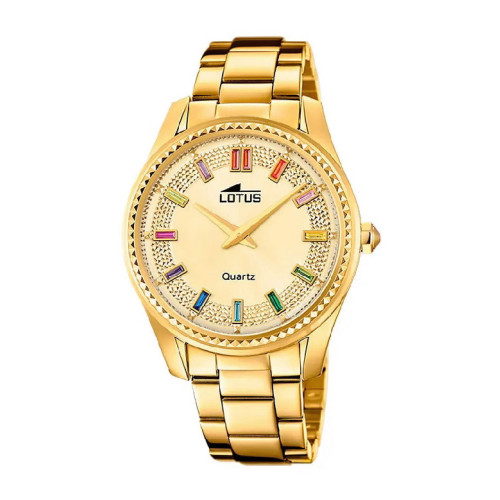 Reloj Lotus para mujer dorado con esfera champán