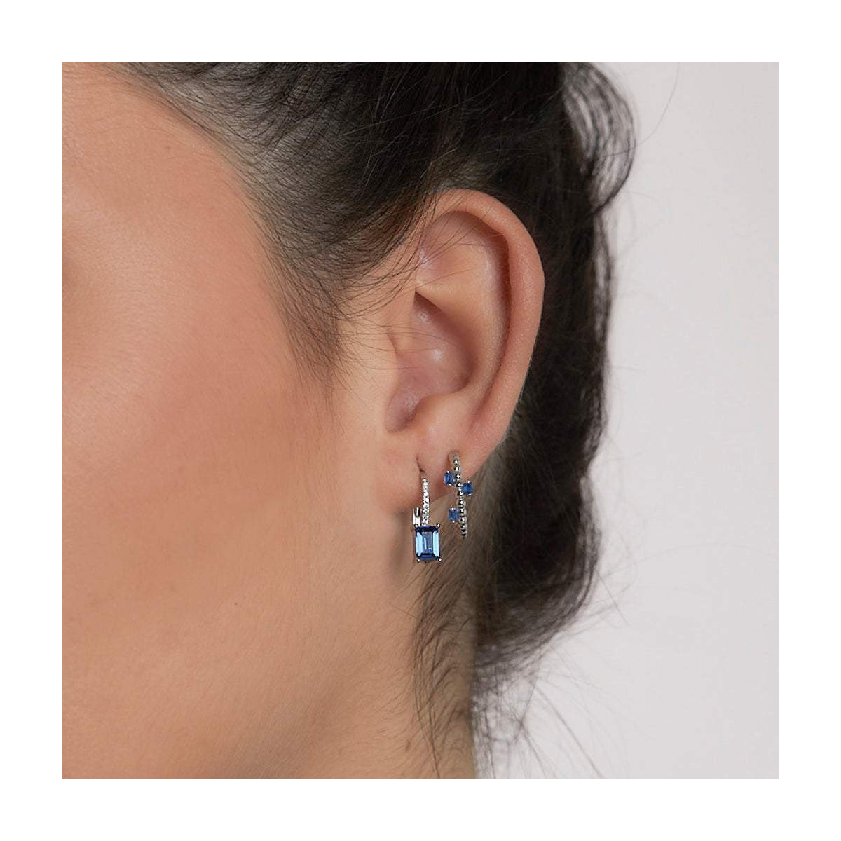 Pendientes Itemporality Maya plata 925 con circonitas azules