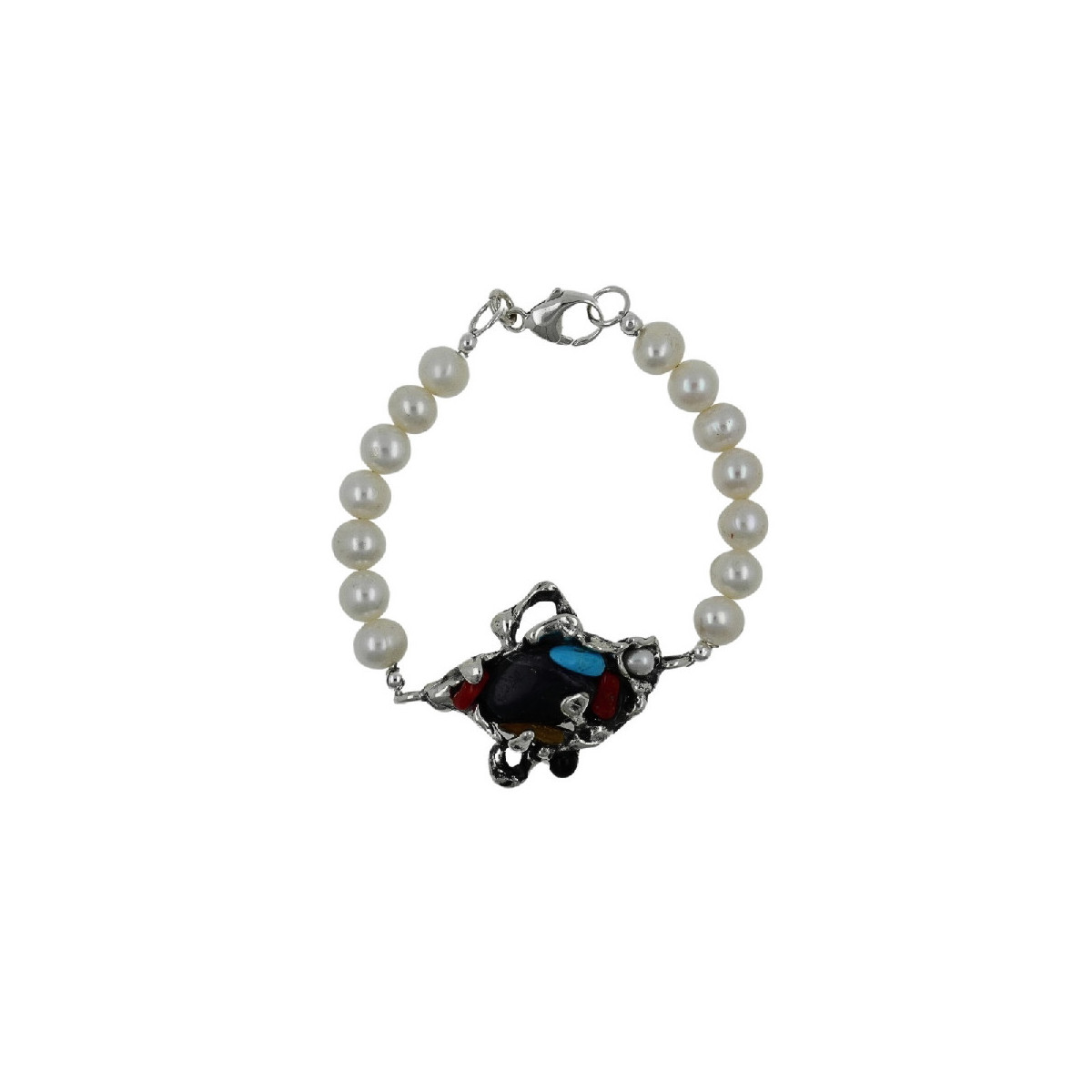 Pulsera La Perionda plata 925 con perlas y piedras naturales