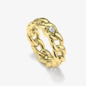 Anillo Radiant Acero IP dorado Gaga Chain talla 16