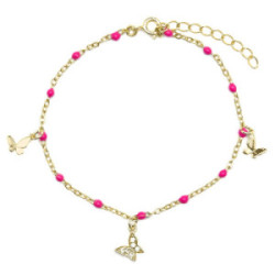 Pulsera Luxenter Zumre plata 925 dorada con esmalte rosa