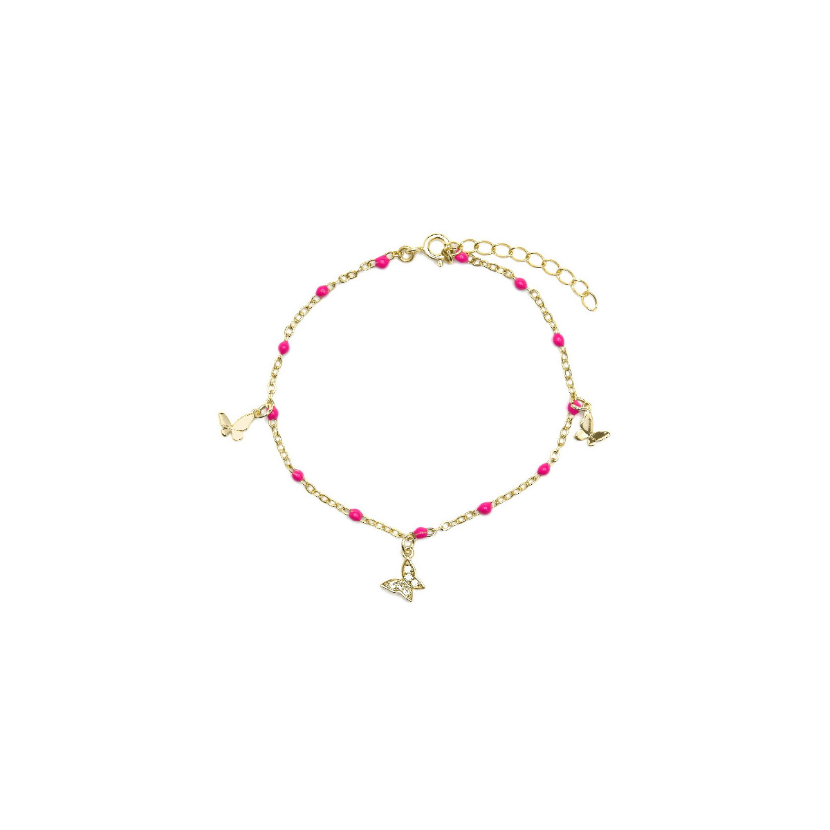 Pulsera Luxenter Zumre plata 925 dorada con esmalte rosa