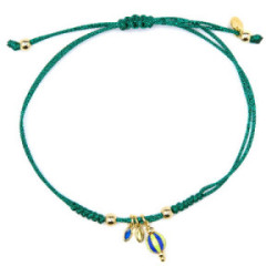 Pulsera Luxenter Shaylon plata 925 dorada con piedras de colores y macramé