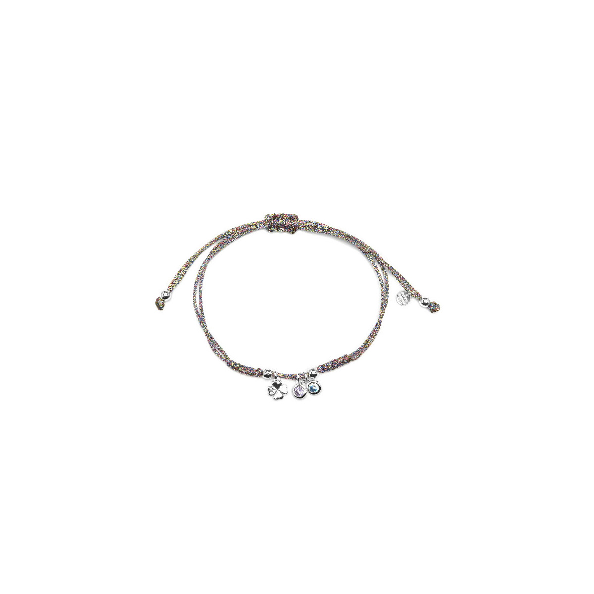 Pulsera Luxenter Skiram plata 925 con piedras de colores y macramé