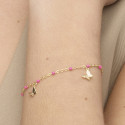 Pulsera Luxenter Zumre plata 925 dorada con esmalte rosa