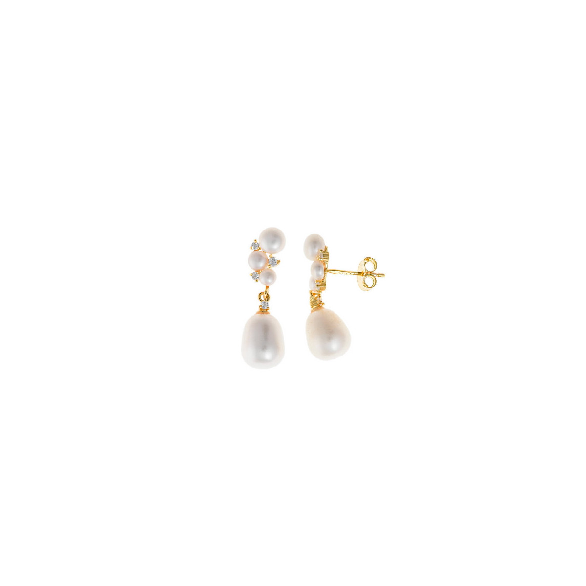 Pendientes Salvatore plata 925 dorados circonita y perlas cultivadas