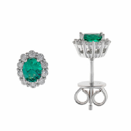 Pendientes Salvatore plata 925 circonita verde esmeralda